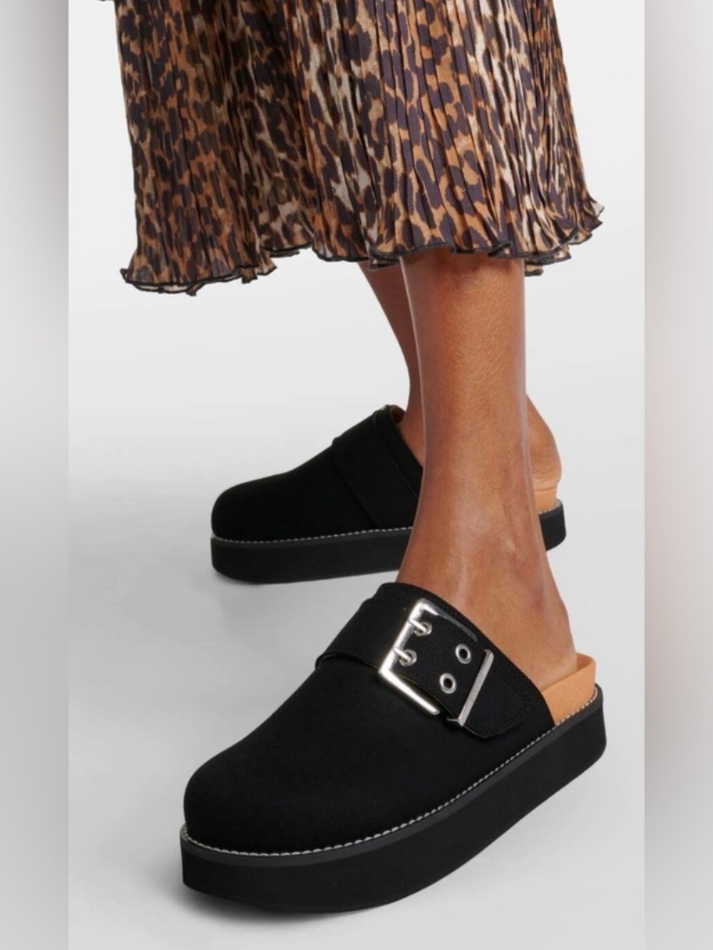 Ganni Faux suede mules black size 10 NWOT